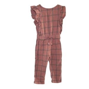 Easy Peasy Girls Pink Plaid Ruffle‎ Sleeve Jumpsuit Size 2T Toddler girly Cute